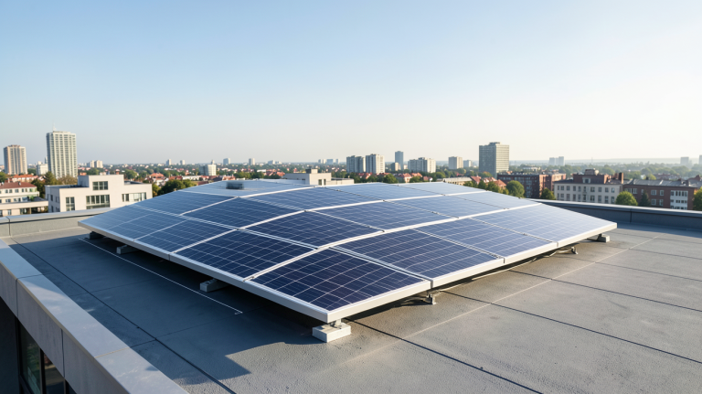 panneau solaire thermodynamique installé sur le toit d'une maison urbaine moderne