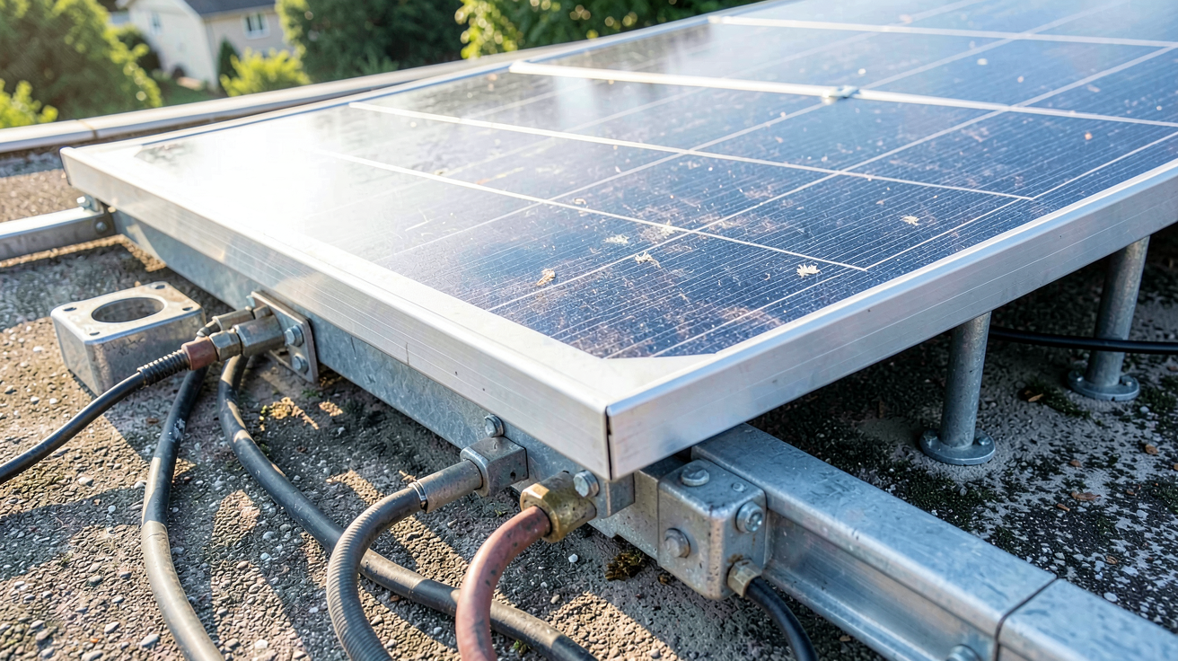 panneau solaire toit plat avec un système de fixation spécialisé pour préserver l'étanchéité