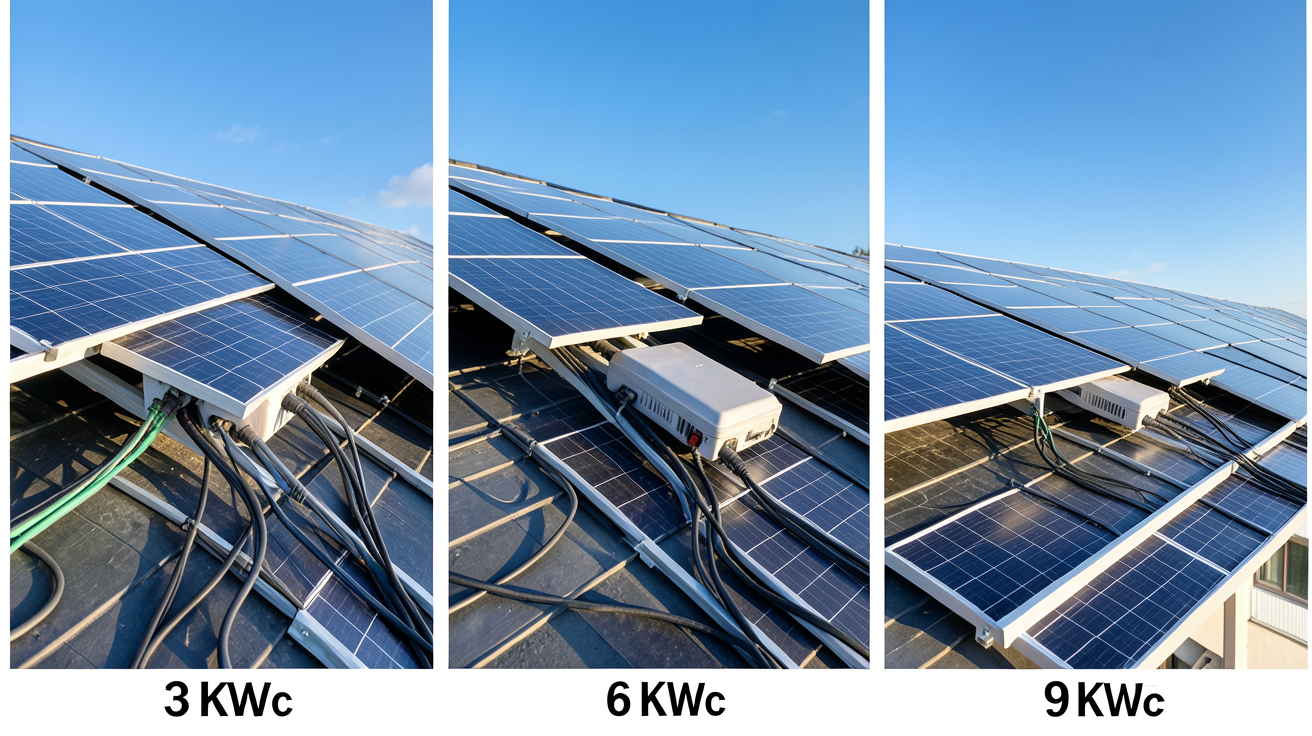 panneau solaire toiture prix différences selon la puissance 3 kWc, 6 kWc et 9 kWc