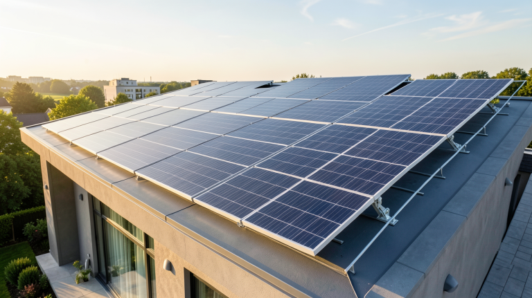 panneau solaire toiture prix installation sur une maison contemporaine