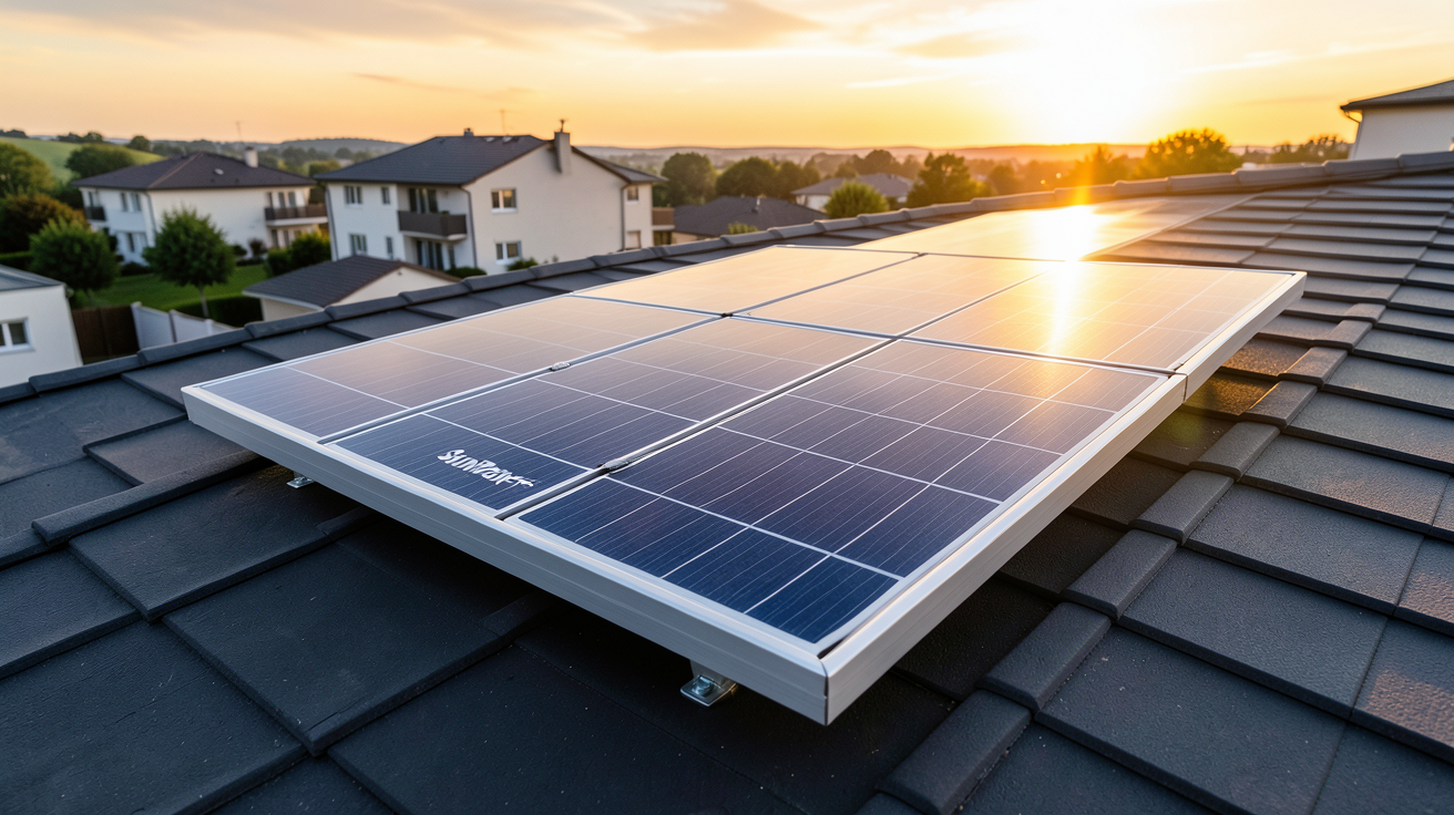 panneau solaire Total Energie SunPower installé sur un toit résidentiel moderne, mettant en avant la performance et la durabilité des cellules photovoltaïques