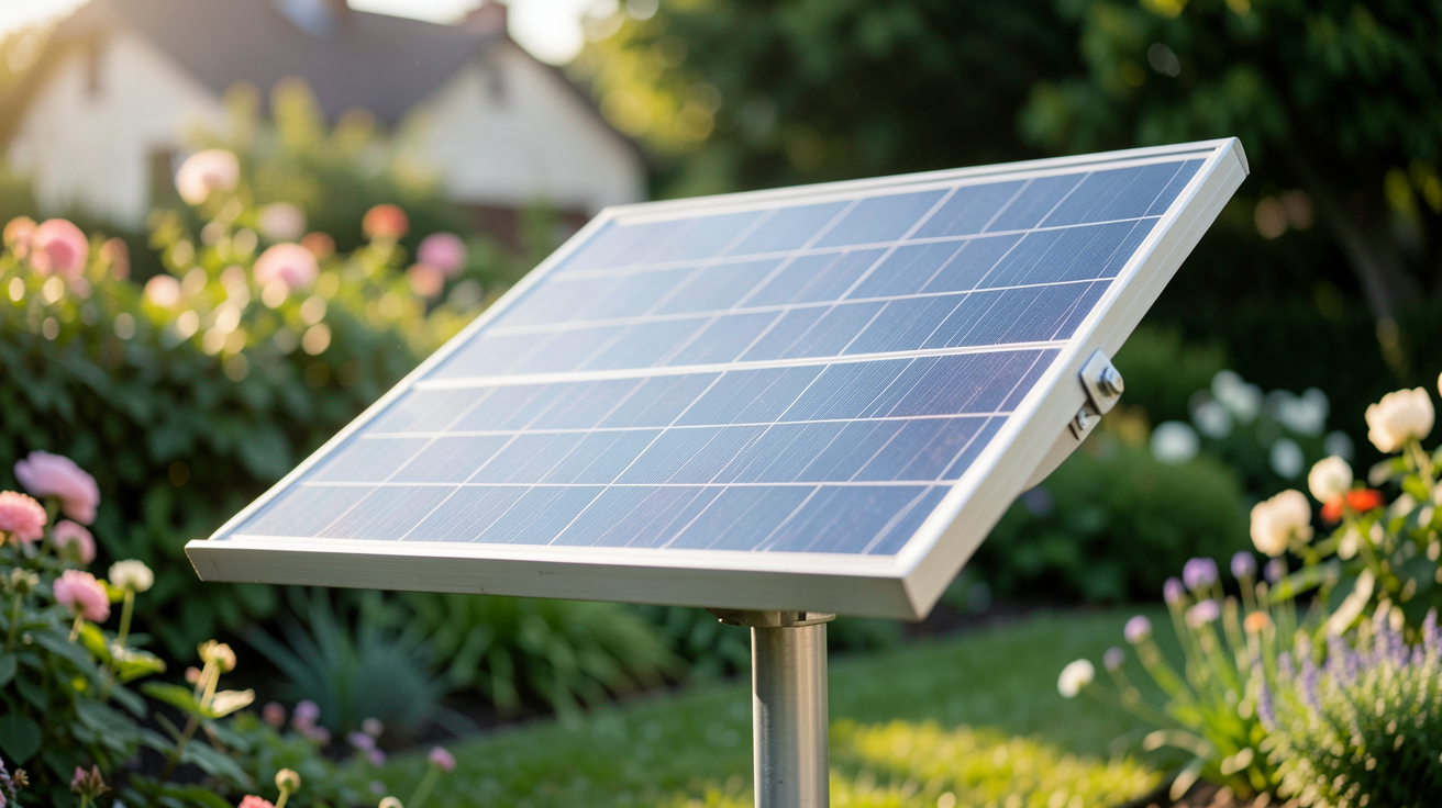 panneau solaire tournesol prix 2024 illustrant un modèle installé dans un jardin résidentiel
