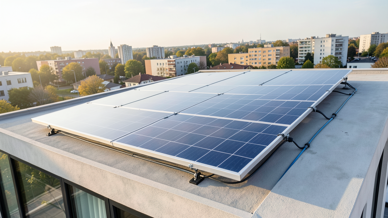 panneau solaire transparent installé sur le toit d'une maison contemporaine