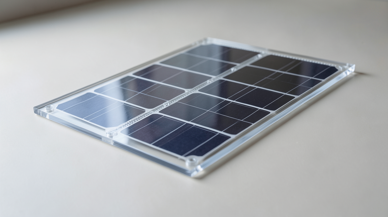 panneau solaire transparent posé sur une surface plane pour un tableau comparatif