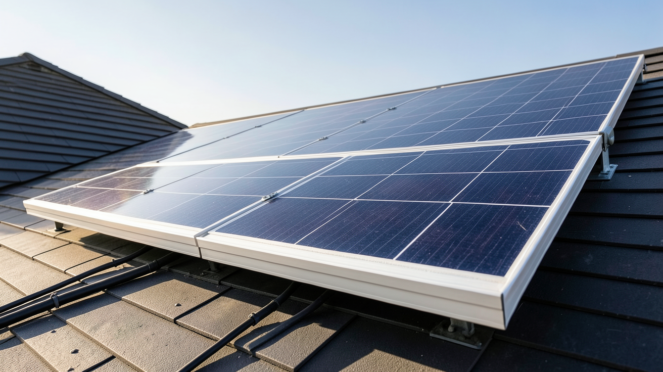 panneau solaire Trina Solar installé sur un toit de maison individuelle pour l'éligibilité à la prime Prime Énergie Rénovation