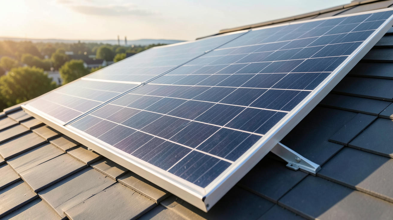 panneau solaire Trina Solar modèle Vertex installé sur un toit incliné avec des cellules bifaciales