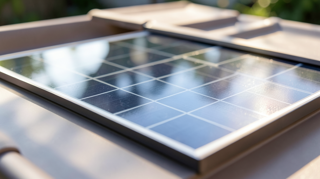 panneau solaire tuile montrant le fonctionnement des cellules photovoltaïques intégrées sous la surface