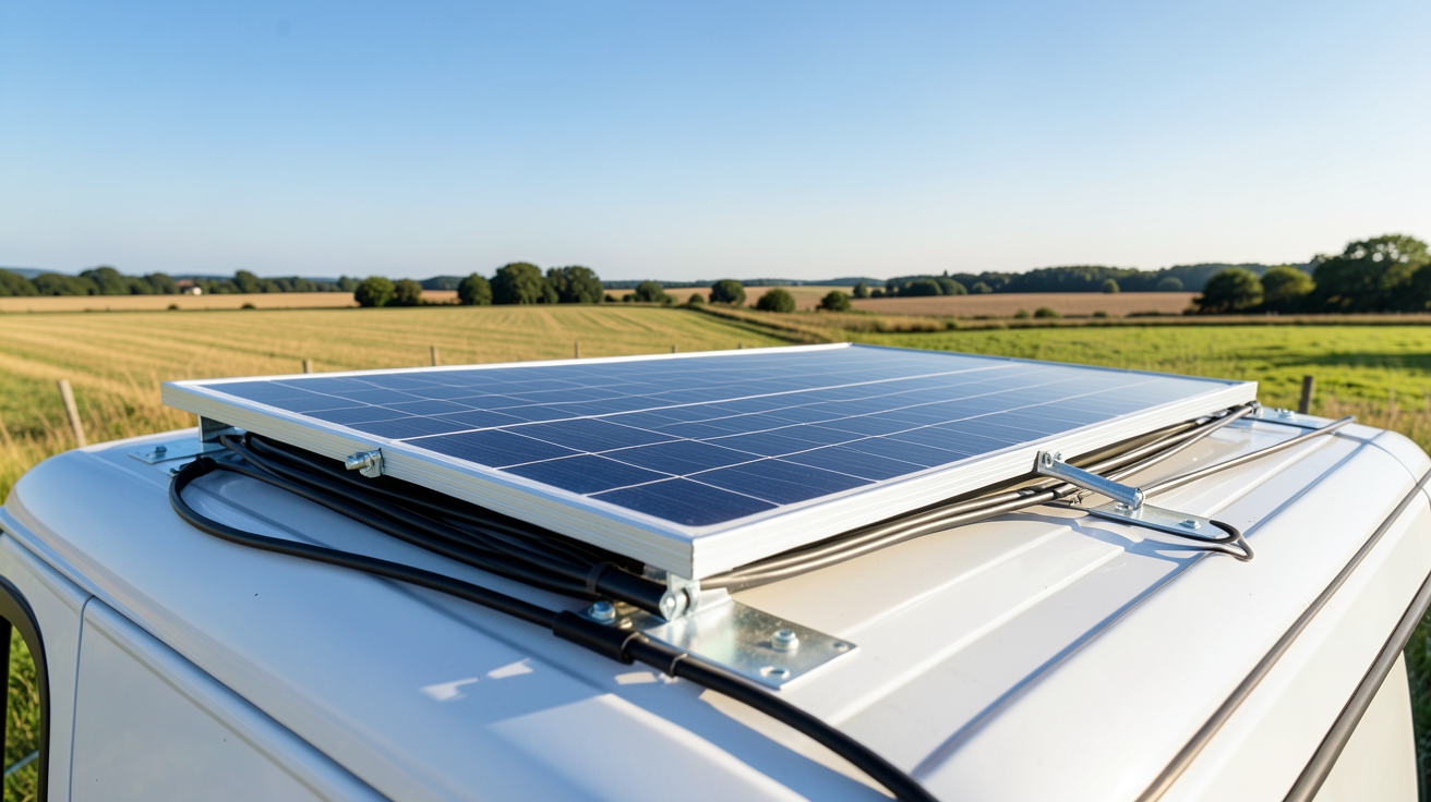 panneau solaire van guide d'installation pas à pas sur le toit d'un fourgon aménagé