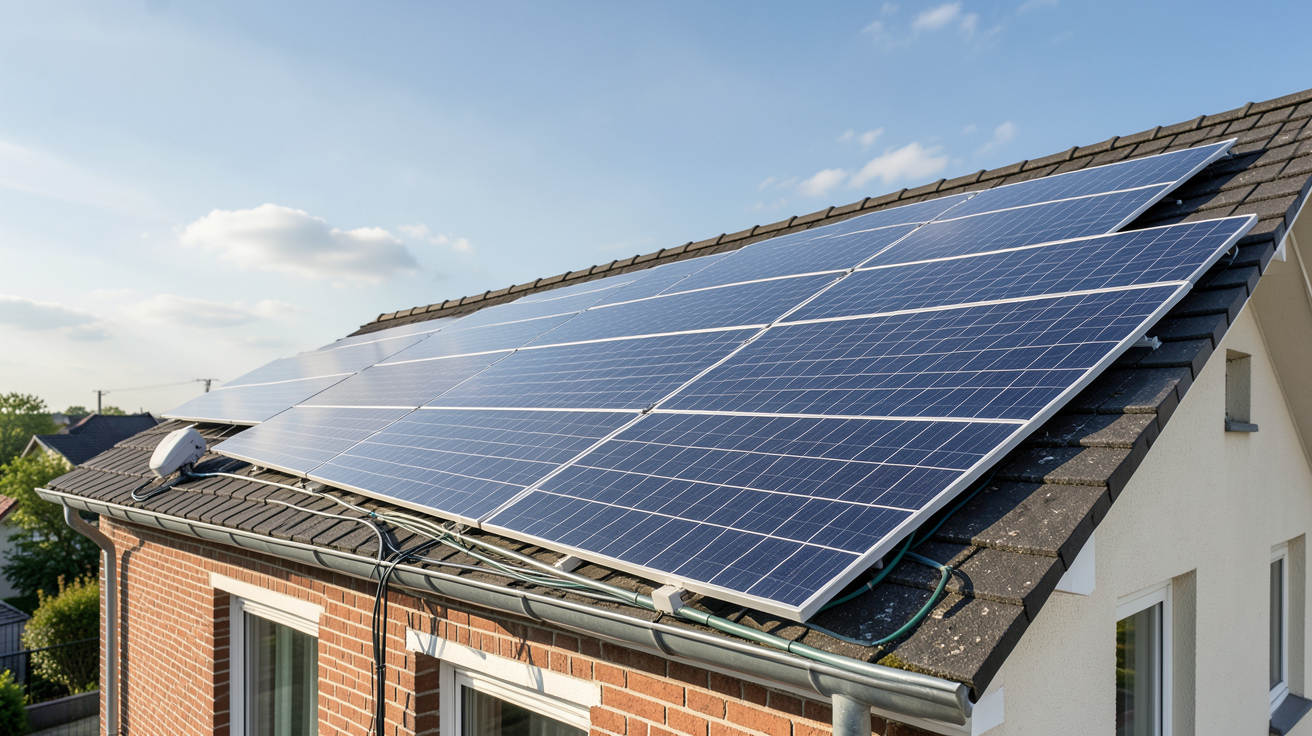 panneau solaire installé sur le toit d'une maison à Verlaine pour une installation photovoltaïque en 2025