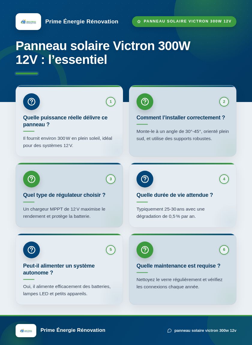 Infographie : Panneau solaire Victron 300W 12V : l’essentiel