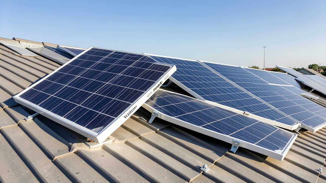 panneau solaire victron 360w comparé à des panneaux concurrents de 360W installés côte à côte sur un toit
