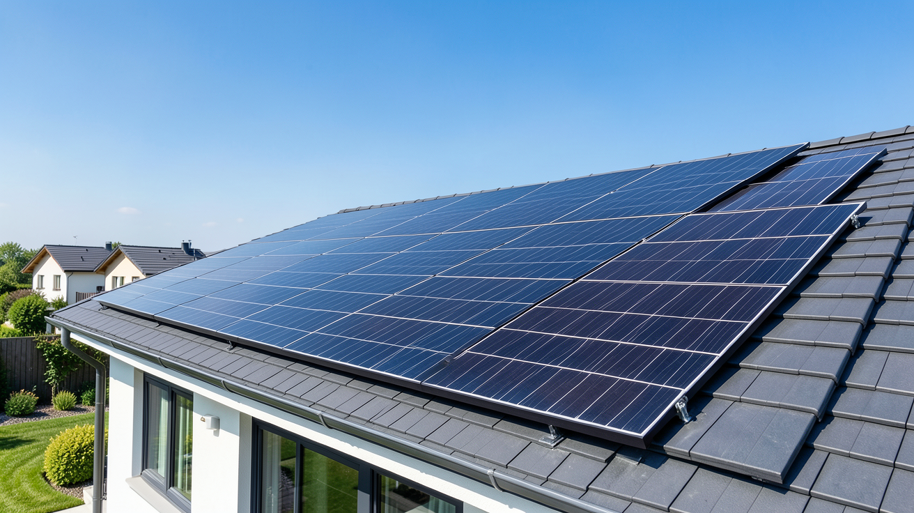 panneau solaire Viessmann prix chauffe-eau solaire thermique Vitosol installé sur toit de maison moderne