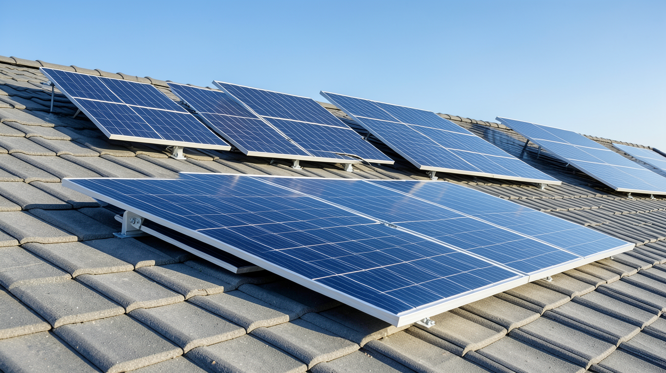 panneau solaire Viessmann comparé aux marques SunPower, DualSun et Tesla sur un toit de maison moderne en 2024
