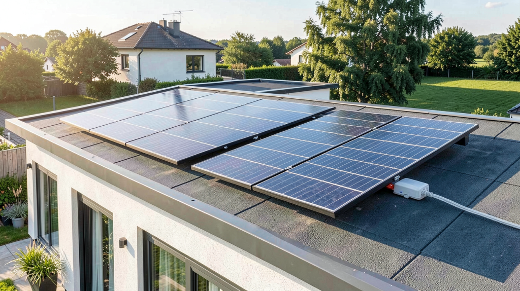 panneau solaire Viessmann installé sur le toit d'une maison contemporaine