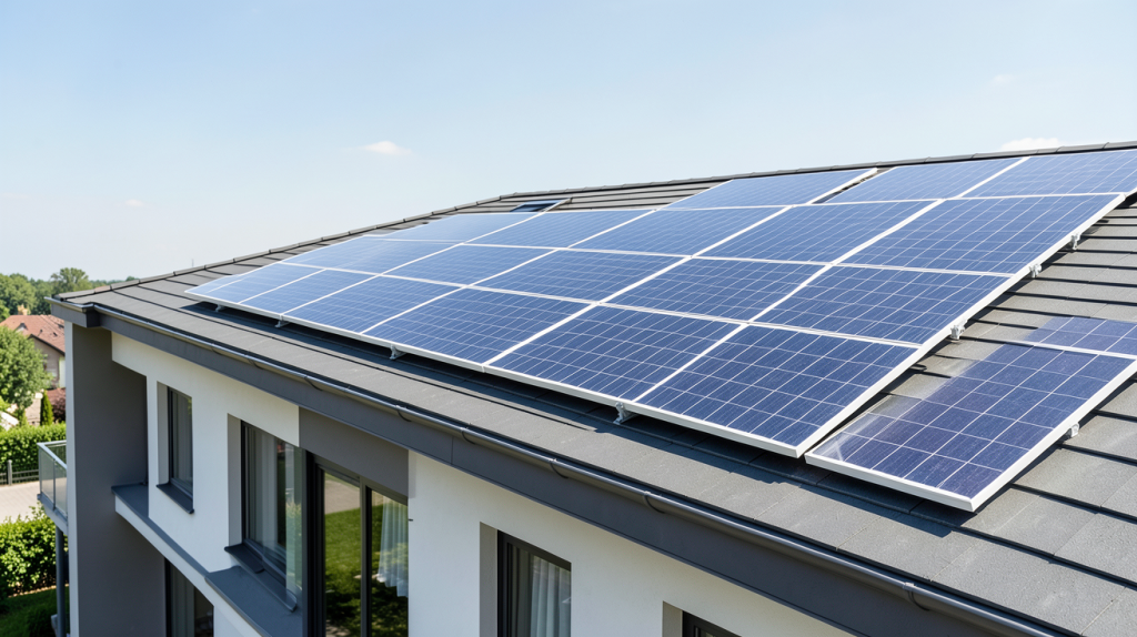 panneau solaire viessmann vitosol 100 installé sur le toit d'une résidence contemporaine