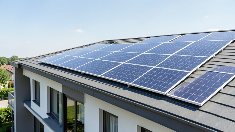 panneau solaire viessmann vitosol 100 installé sur le toit d'une résidence contemporaine