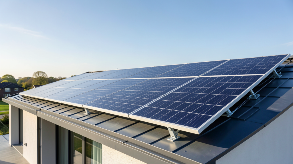 panneau solaire Viessmann Vitosol 200 installé sur le toit d'une maison moderne