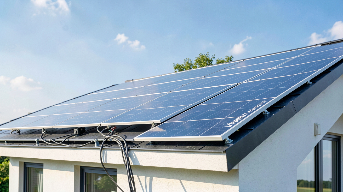 panneau solaire Viessmann Vitovolt 300 installé sur un toit de maison avec système d'autoconsommation