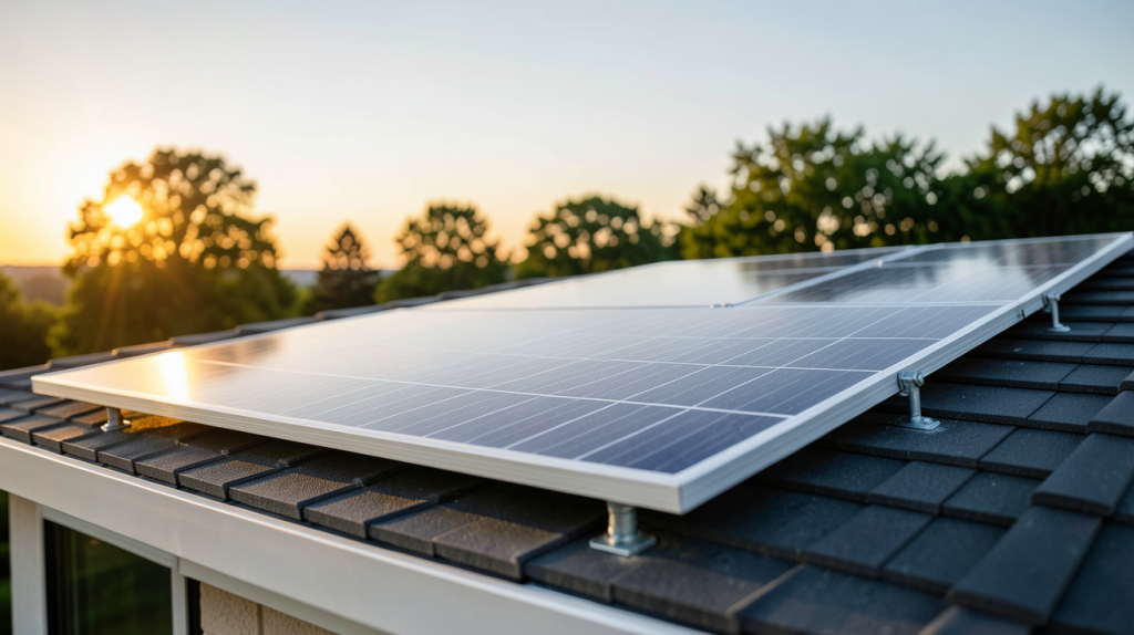 panneau solaire Voltec installé sur le toit d'une maison écologique