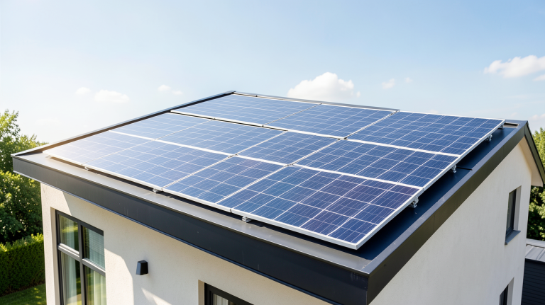 panneau solaire vs panneau photovoltaique installés côte à côte sur une toiture résidentielle moderne pour comparaison.