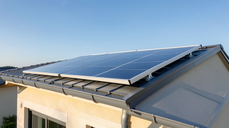 panneau thermique eau chaude installé sur le toit d'une maison individuelle