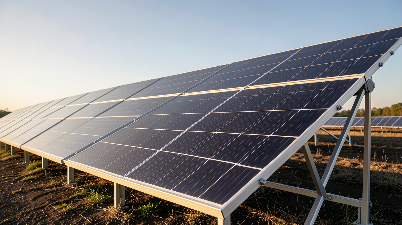 panneau Voltec Solar de la gamme complète exposée en extérieur avec détails techniques visibles