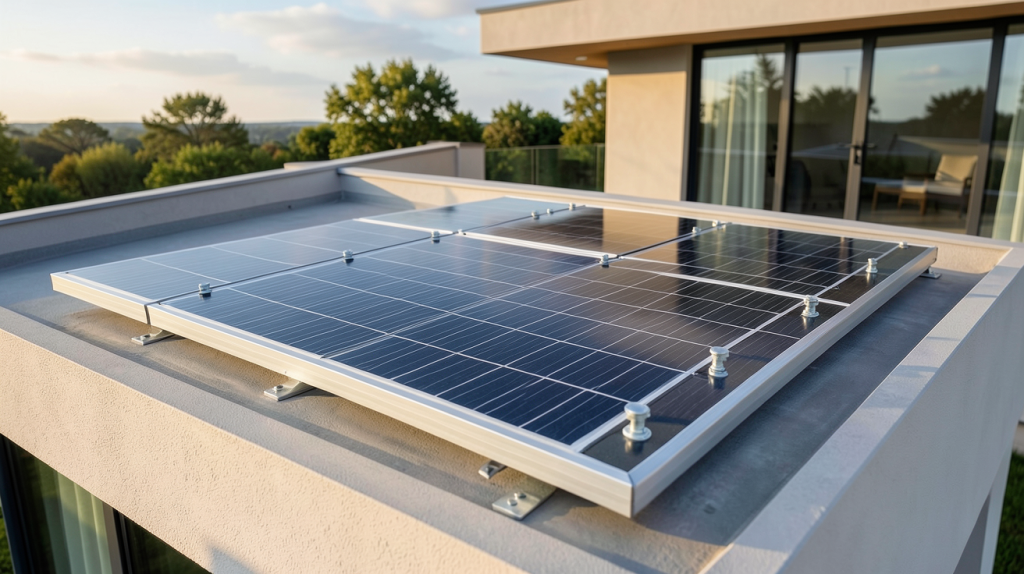 panneau Voltec Solar installé sur le toit d'une maison moderne