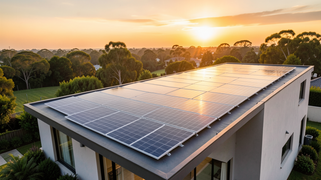 panneaux Beem installés sur le toit d'une maison moderne avec lumière naturelle