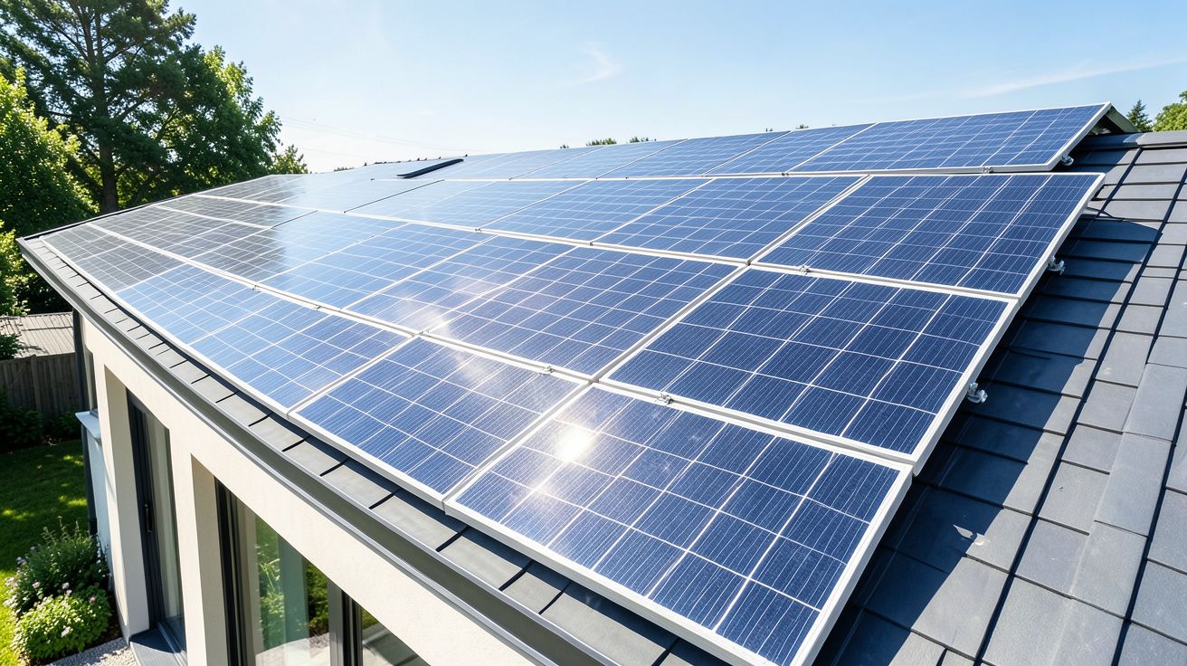 panneaux photovoltaique allemand installés sur la toiture d'une résidence moderne