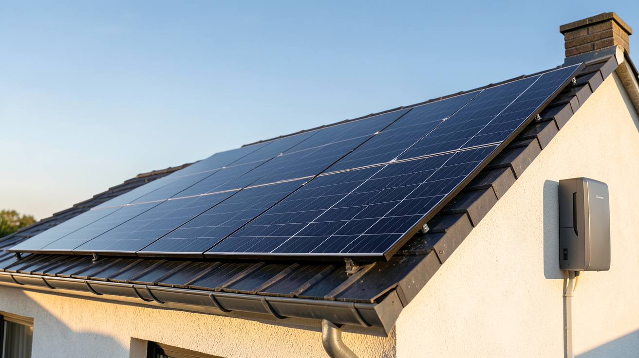 panneaux photovoltaïque autoconsommation kit solaire installé sur le toit d'une maison
