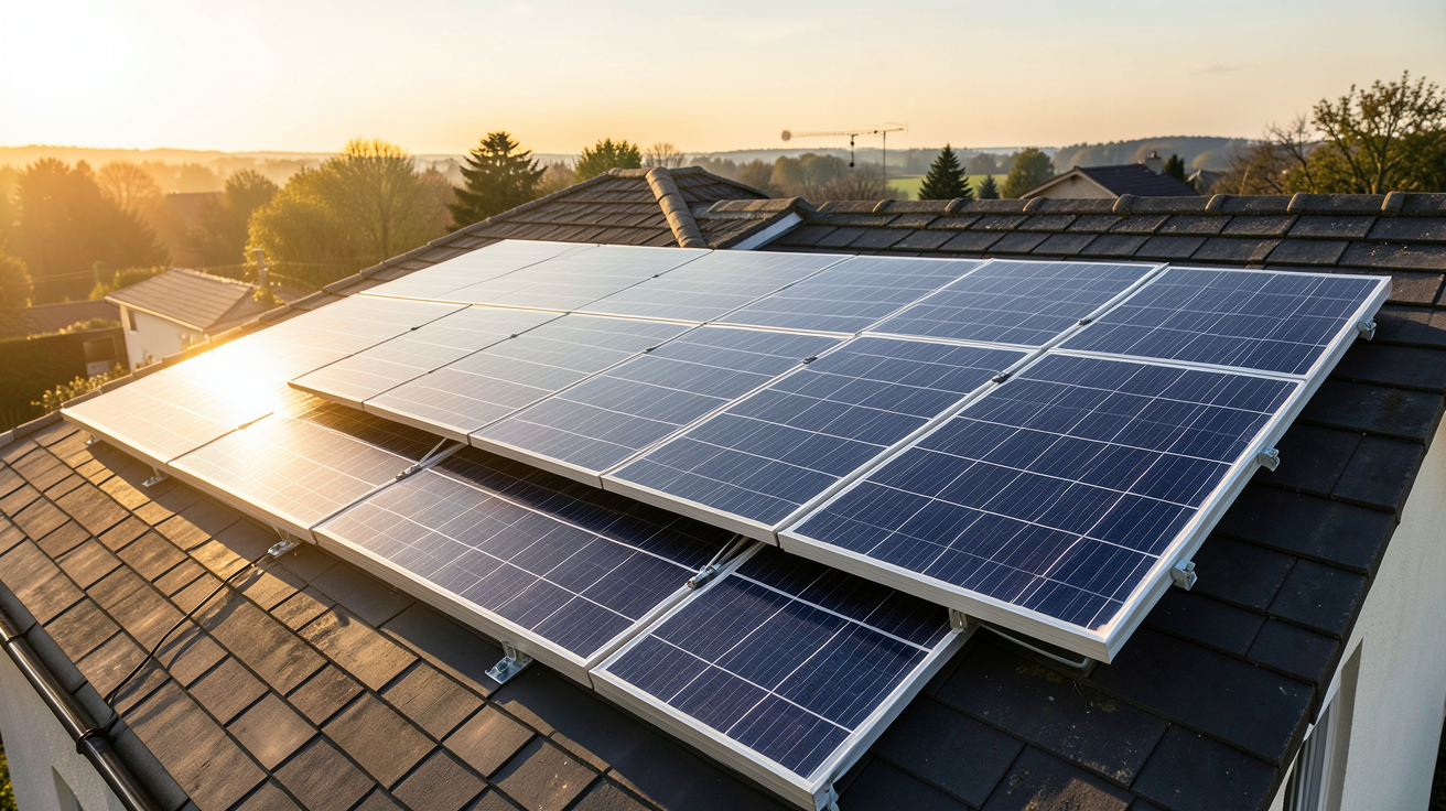 panneaux photovoltaïques EDF installés sur le toit d'une maison individuelle illustrant les offres solaires