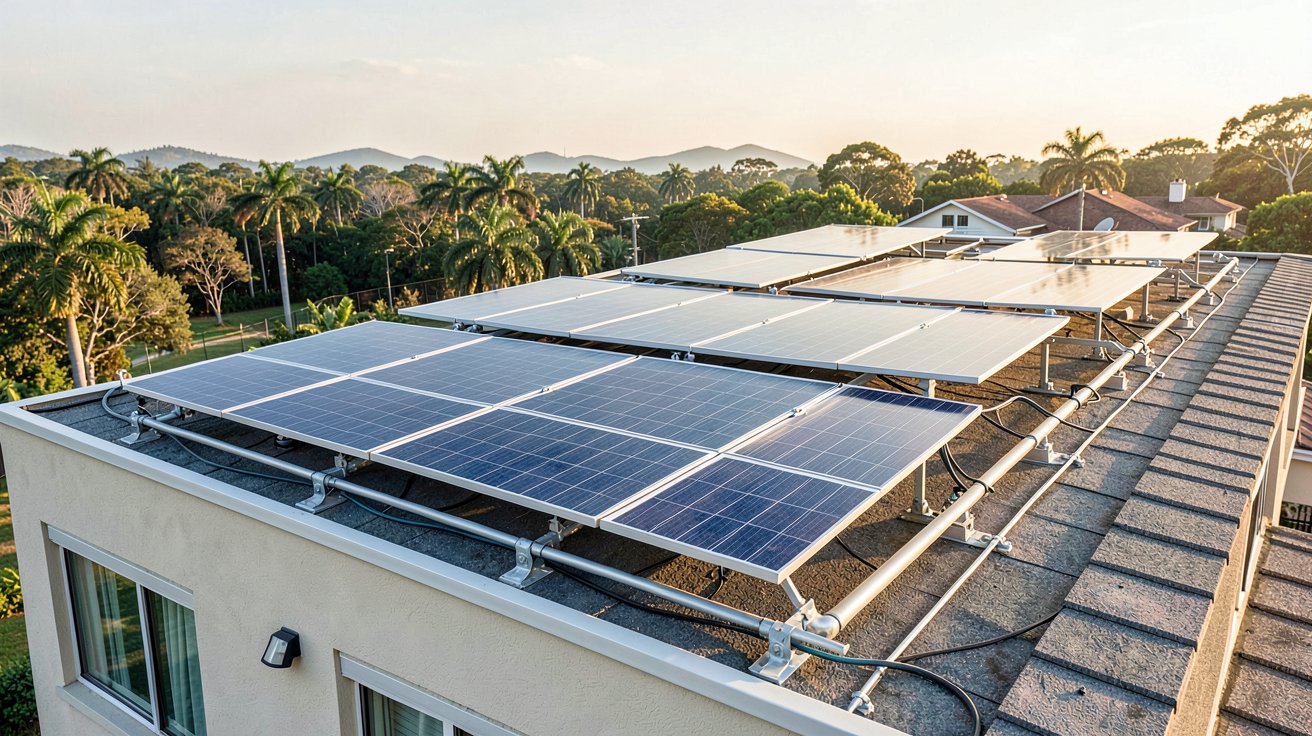 panneaux photovoltaïque Hyundai installés sur le toit d'une maison individuelle