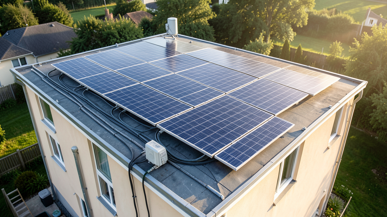 panneaux photovoltaïque installation coût 2024 : vue réaliste d'une installation solaire sur un toit de maison