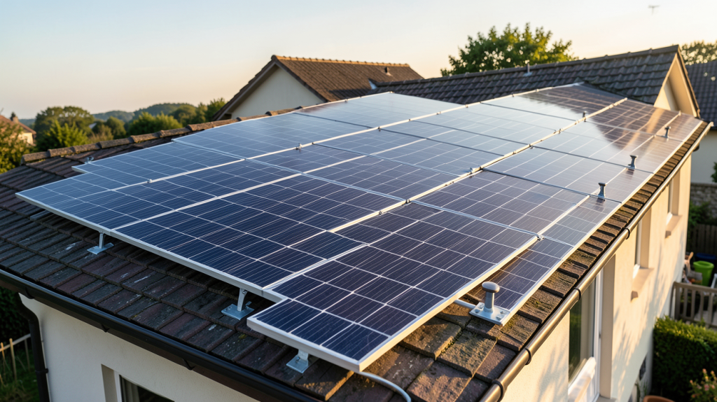 panneaux photovoltaïques installés sur le toit d'une maison individuelle