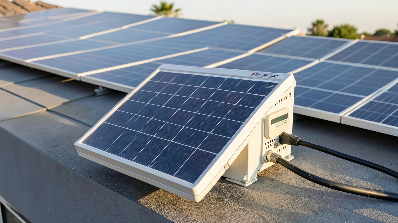 panneaux photovoltaïque avec micro-onduleur installé sur un toit résidentiel