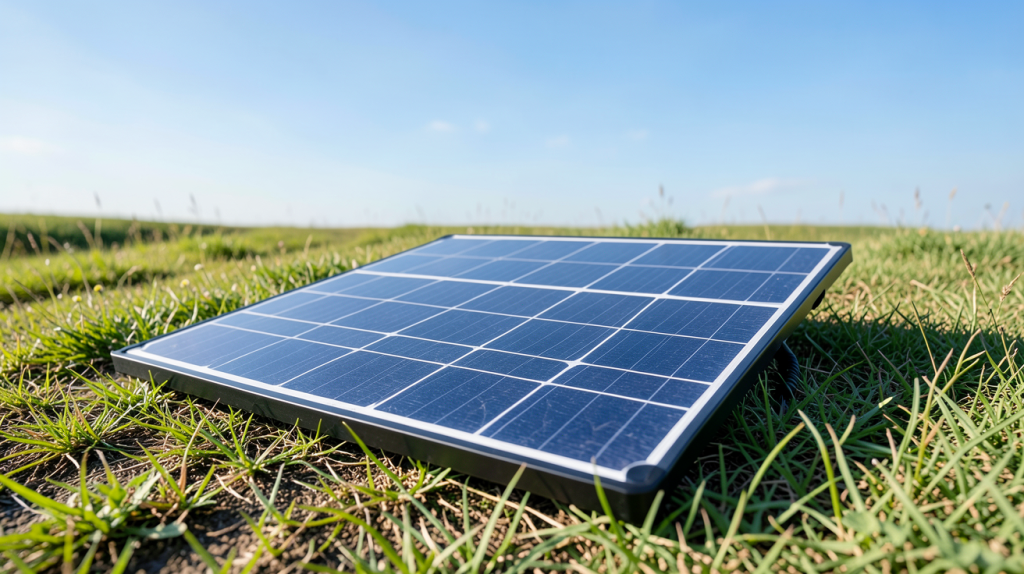 panneaux photovoltaique portable installés sur un toit de maison ensoleillé