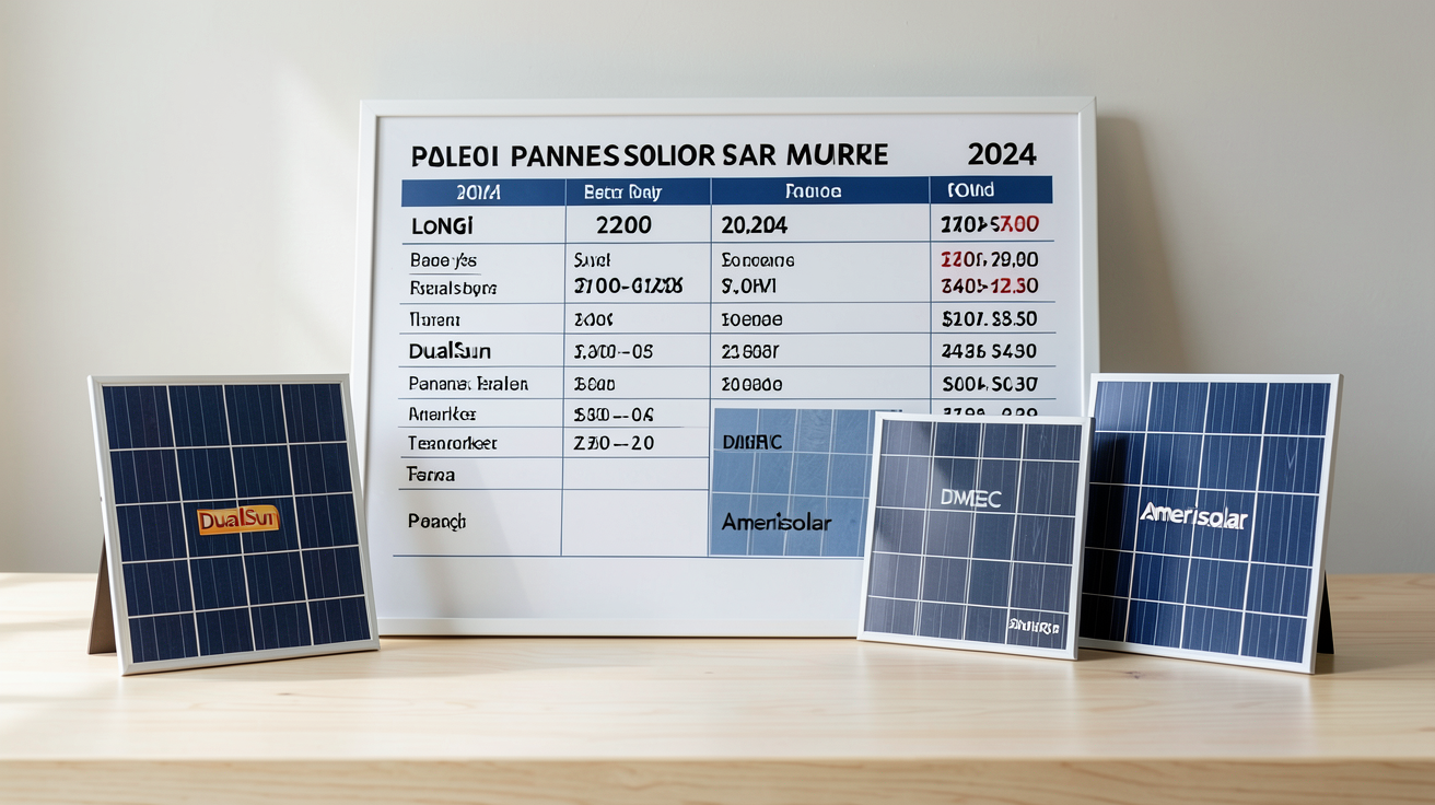 panneaux photovoltaïque prix par marque en 2024 avec DualSun, LONGi, DMEGC et Amerisolar