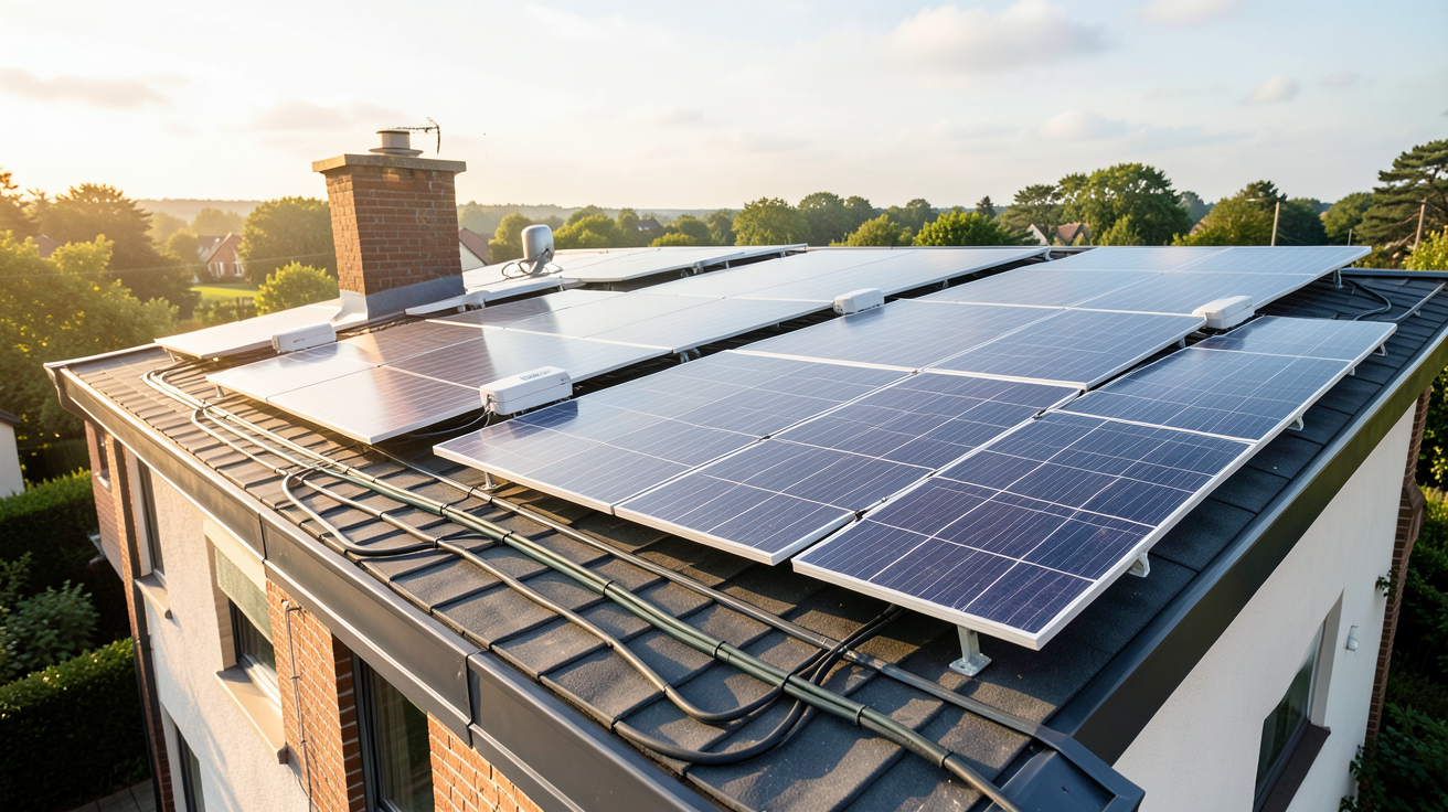 panneaux photovoltaïque Total Energie installés sur le toit d'une maison individuelle