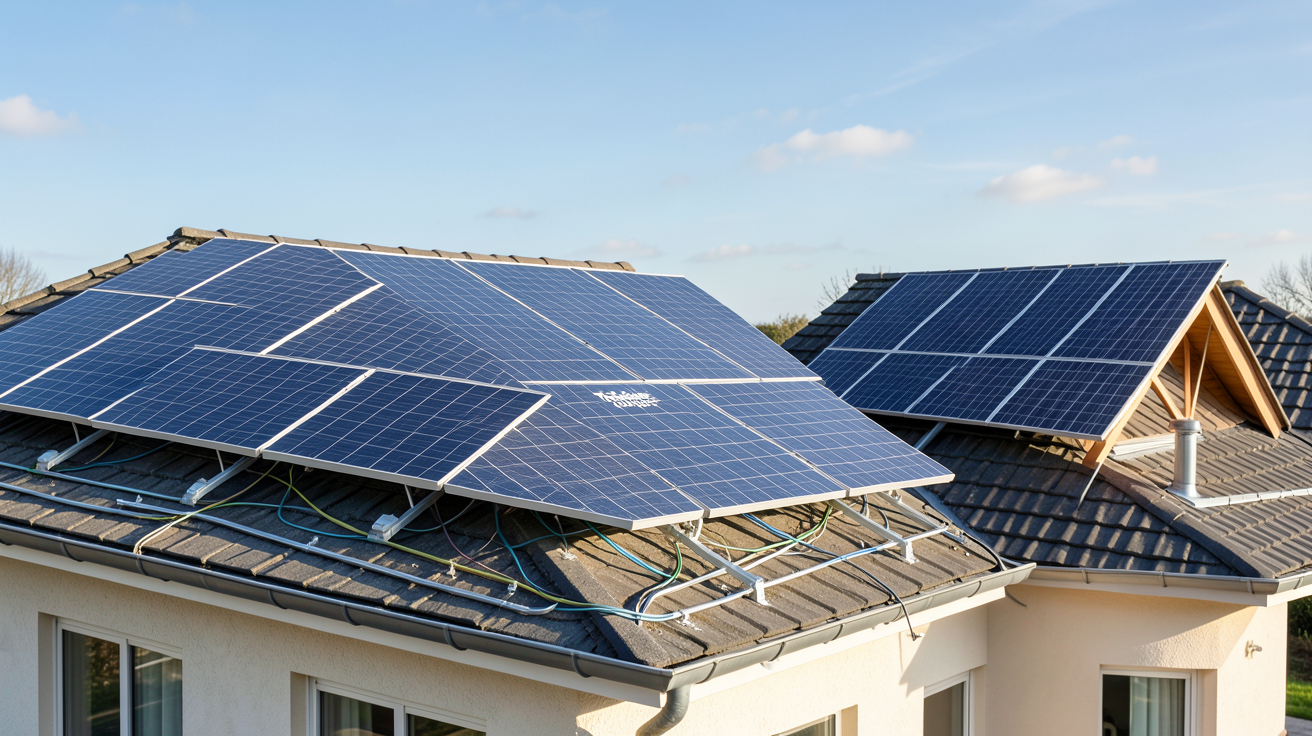 panneaux photovoltaique Total Energie installés sur un toit de maison comparés à une installation concurrente