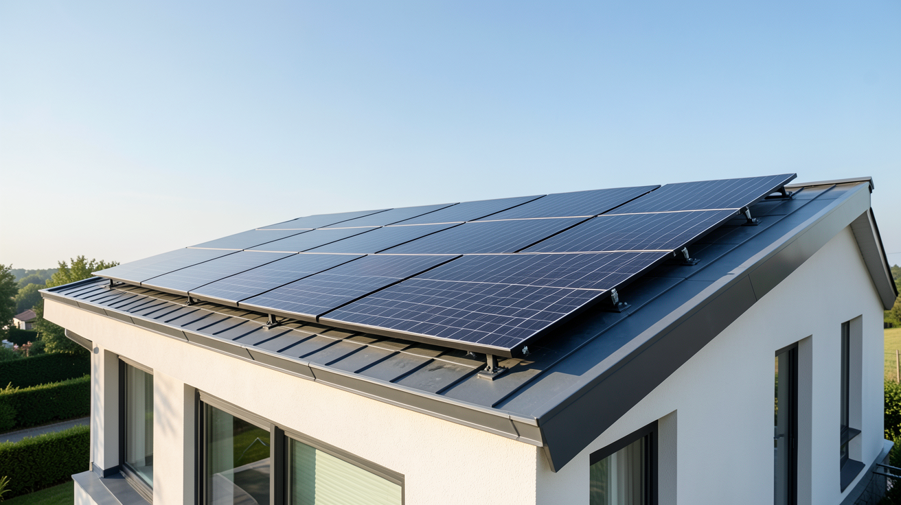 panneaux photovoltaïques 3 kWc installés sur le toit d'une maison contemporaine
