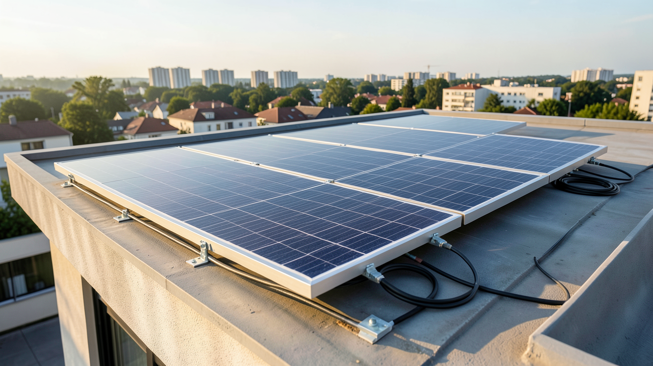 panneaux photovoltaïques 500w installés sur le toit d'une maison moderne