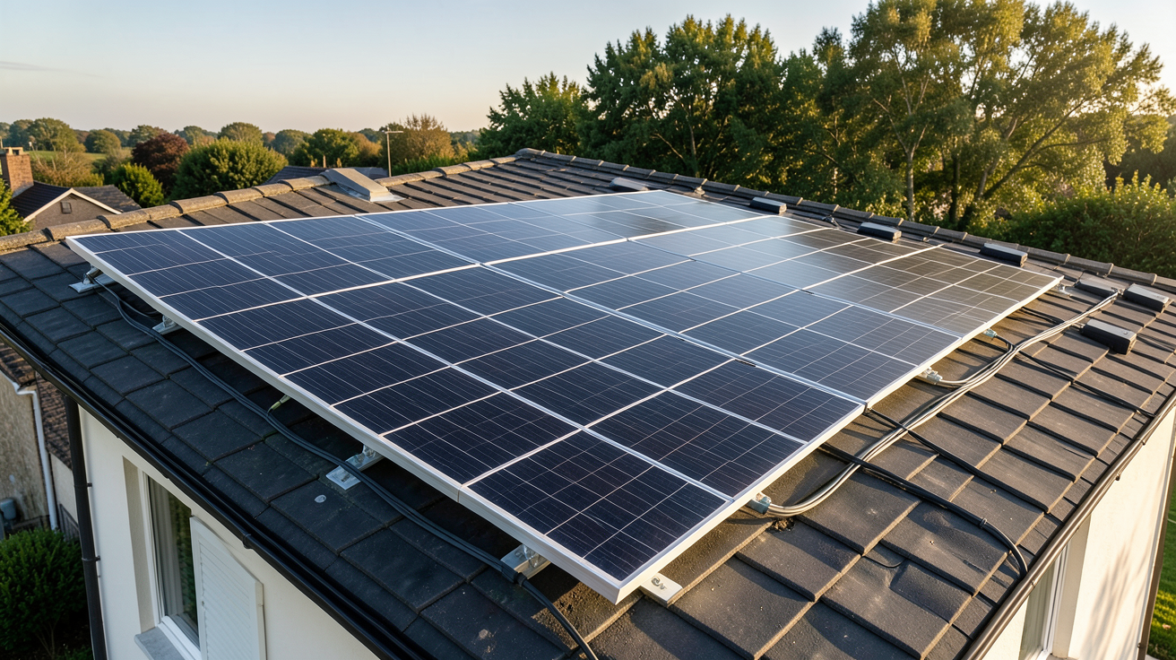 panneaux photovoltaïques 6kWc d'un kit solaire clé en main installés sur le toit d'une maison