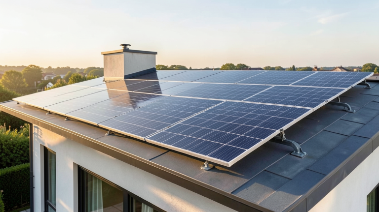 panneaux photovoltaïques 6 kW installés sur le toit d'une maison contemporaine