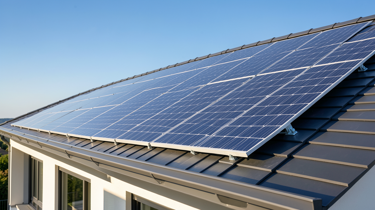 panneaux photovoltaïques 6kWc installés sur le toit d'une maison moderne