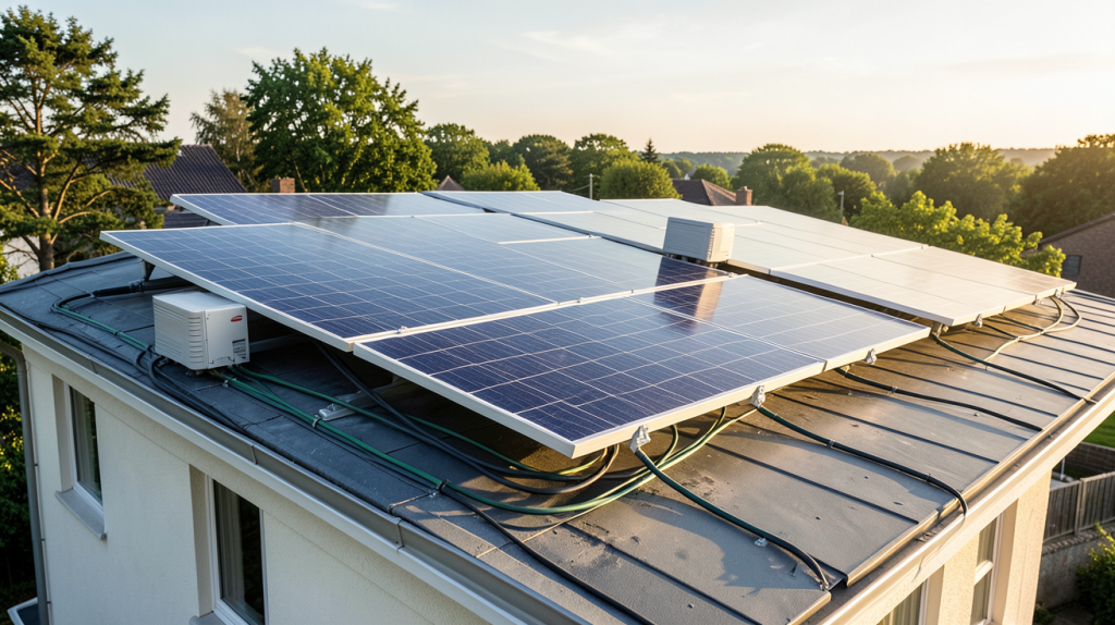 panneaux photovoltaïques en autoconsommation installés sur le toit d'une maison individuelle