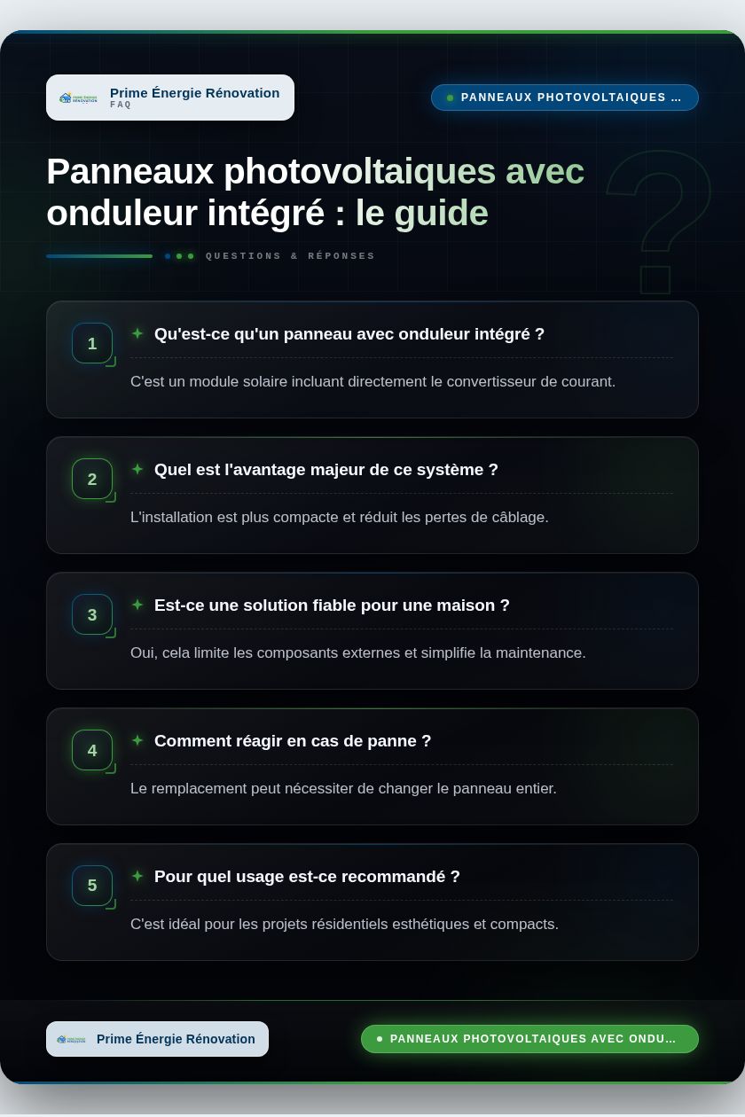 Infographie : Panneaux photovoltaiques avec onduleur intégré : le guide