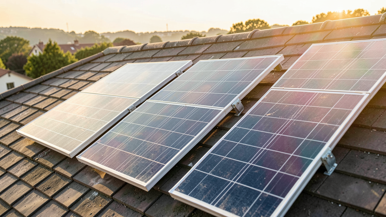 panneaux photovoltaïques comparés sur un toit, trois types différents visibles