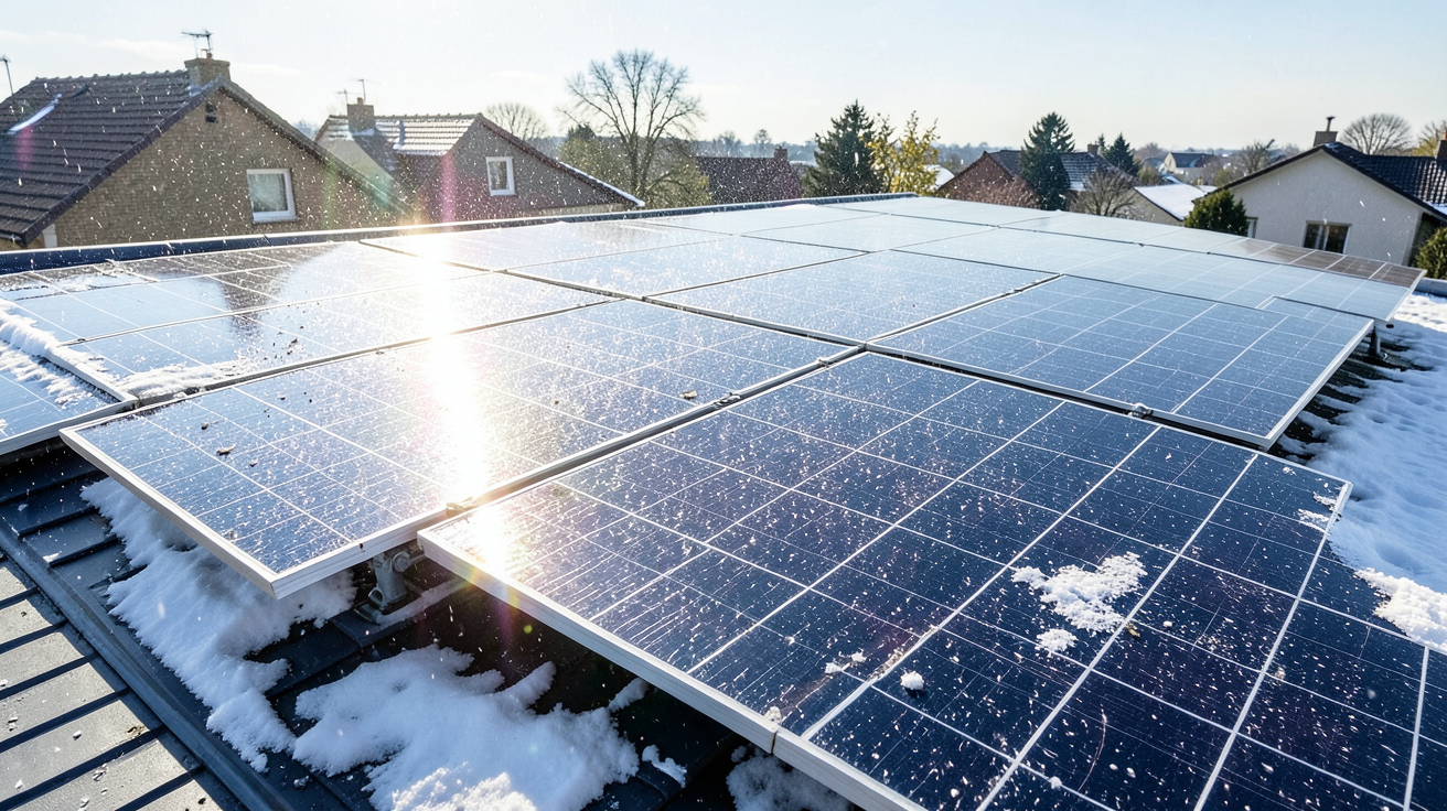 panneaux photovoltaïques DualSun Flash testant leur résistance aux intempéries : grêle, vent, neige et chaleur sur un toit résidentiel