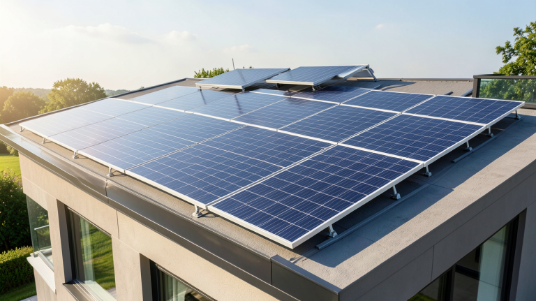 panneaux photovoltaïques dualsun flash installés sur une toiture résidentielle moderne