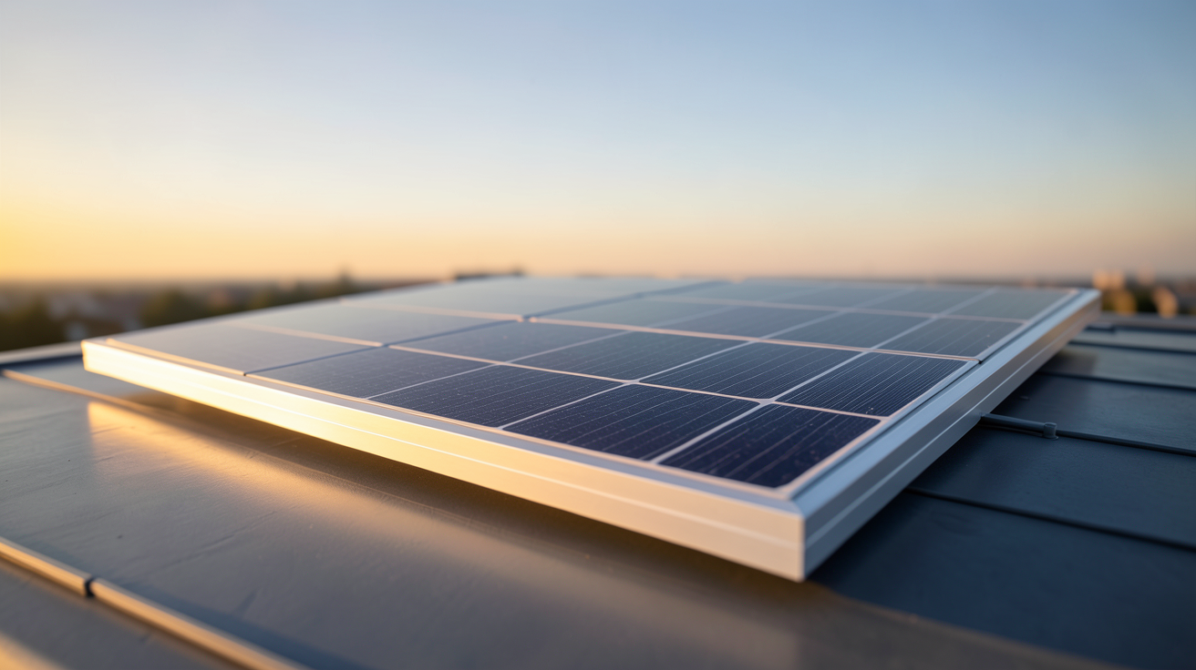 panneaux photovoltaïques nouvelle génération posés sur un toit moderne avec un ciel dégagé
